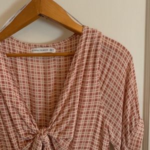 Faithfull the brand pink check midi dress